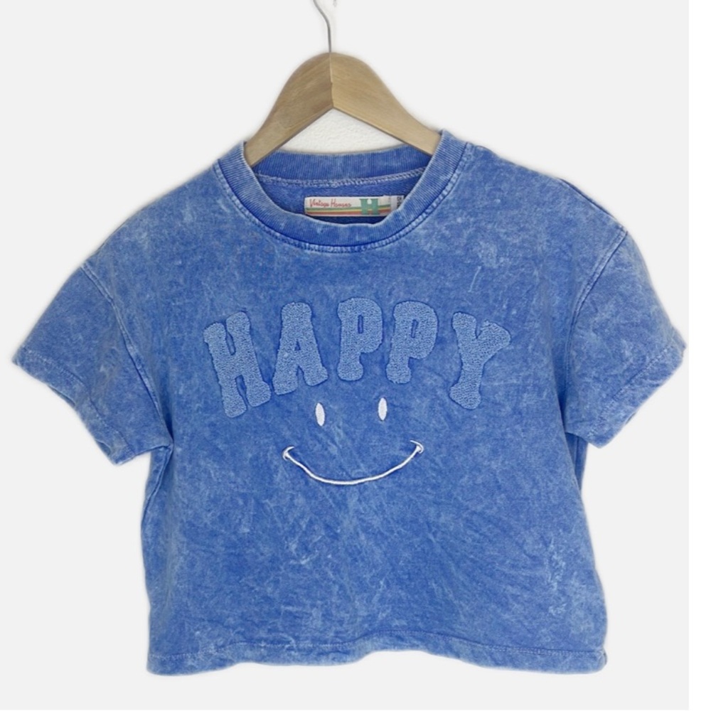 Vintage Havana Kids Happy embroidered tee M